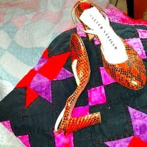 Walter Steiger Vintage Snake Skin Copper Brown 3.5 Heeled Size 8.5 Sandals